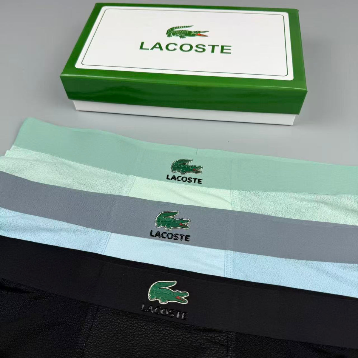 Lacoste Silk Logo Detail Men's Boxer Briefs - 3-Piece Box