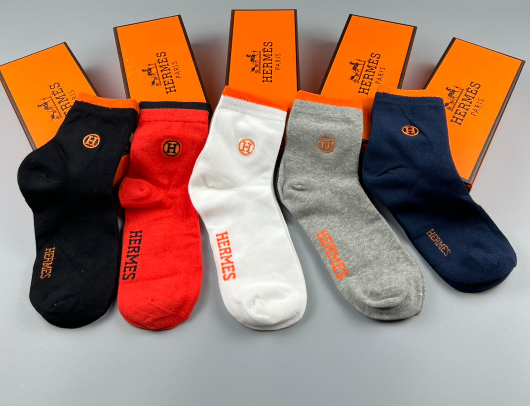 Hermes Colour Mix Crew Socks - 5-Pair Box