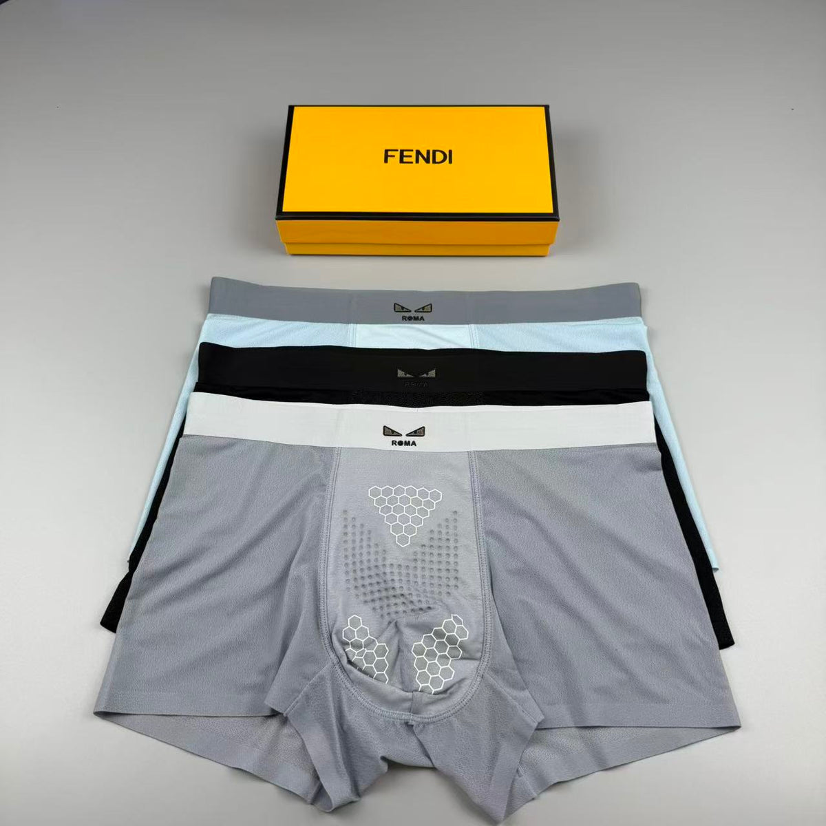 Fendi Silk Logo Detail Men's Boxer Briefs - 3-Piece Box