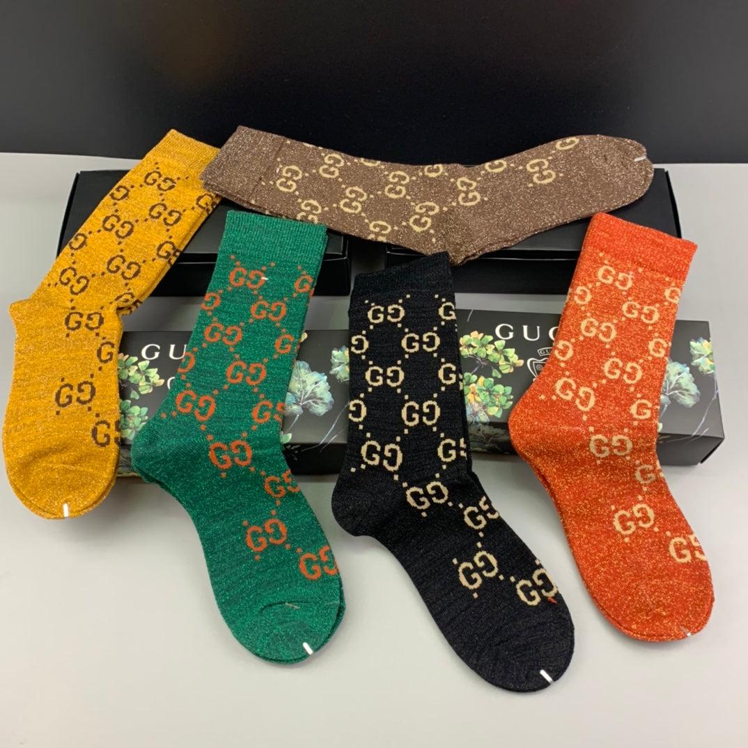 Gucci Colour Monogram Crew Socks - 5-Pair Box