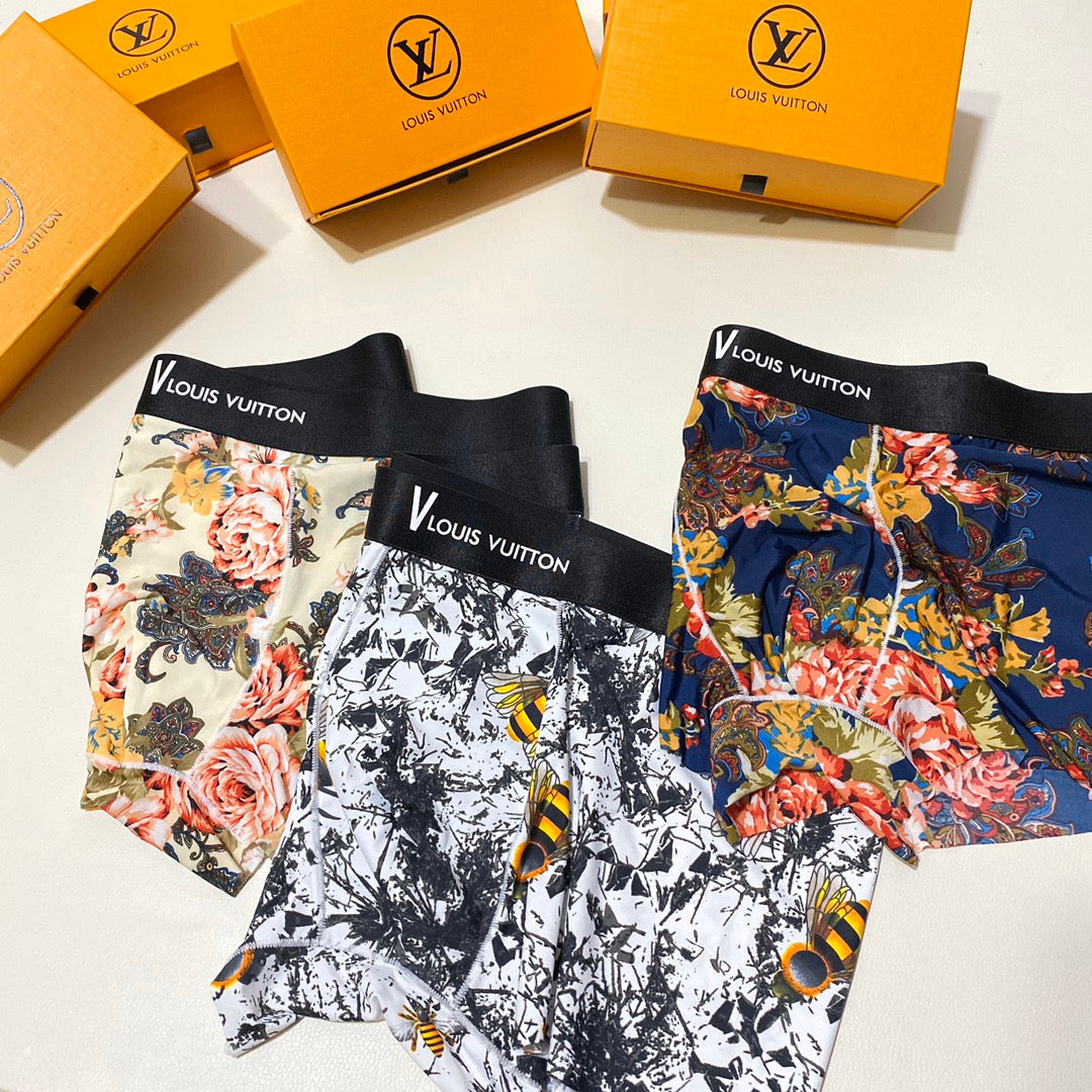 Louis Vuitton Floral And All-Over Art Prints Men's Boxer Briefs - 3-Piece Box