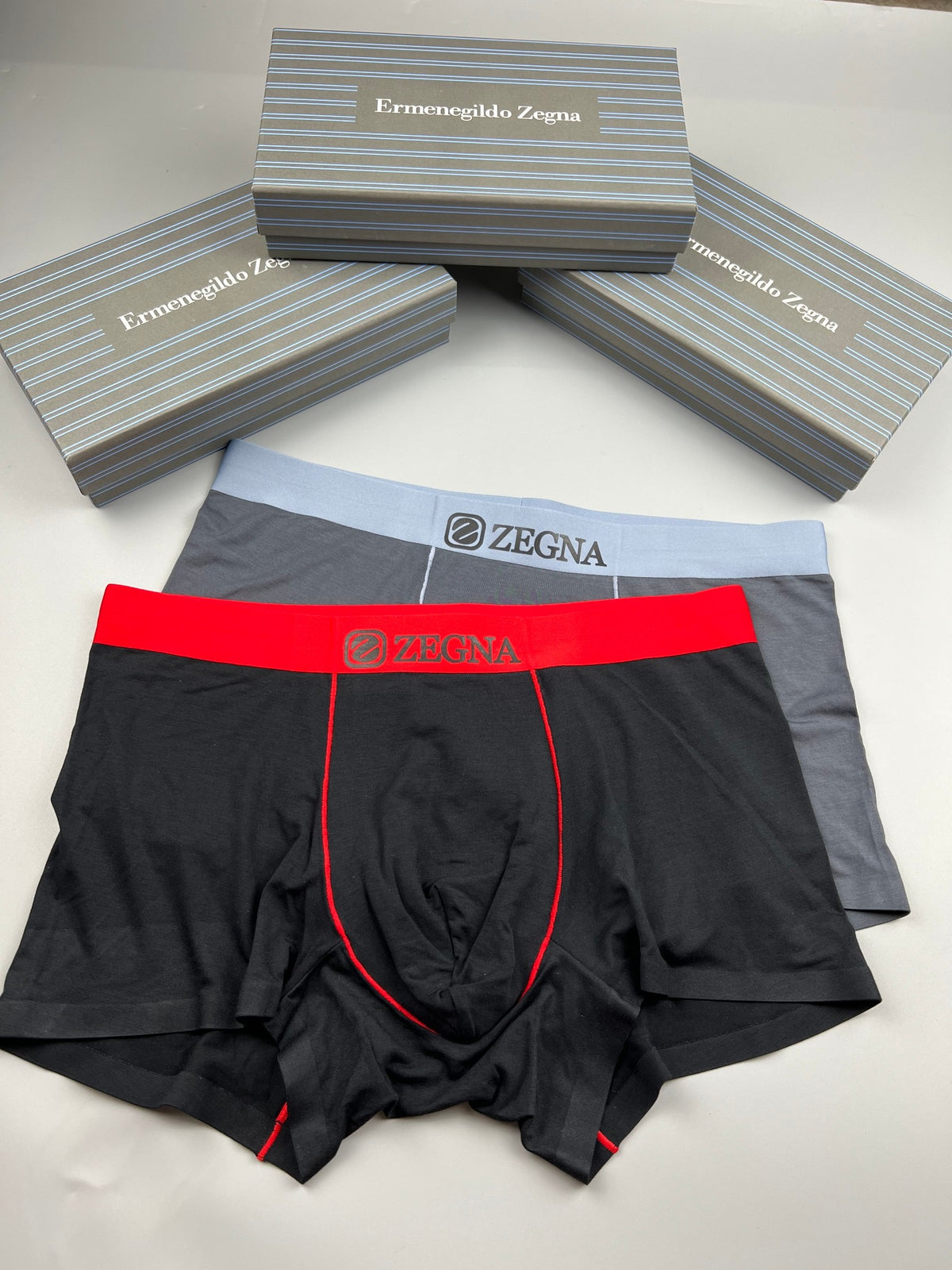 Ermenegildo Zegna Modal Red-And-Green Waistband Accents Men's Boxer Briefs - 3-Piece Box