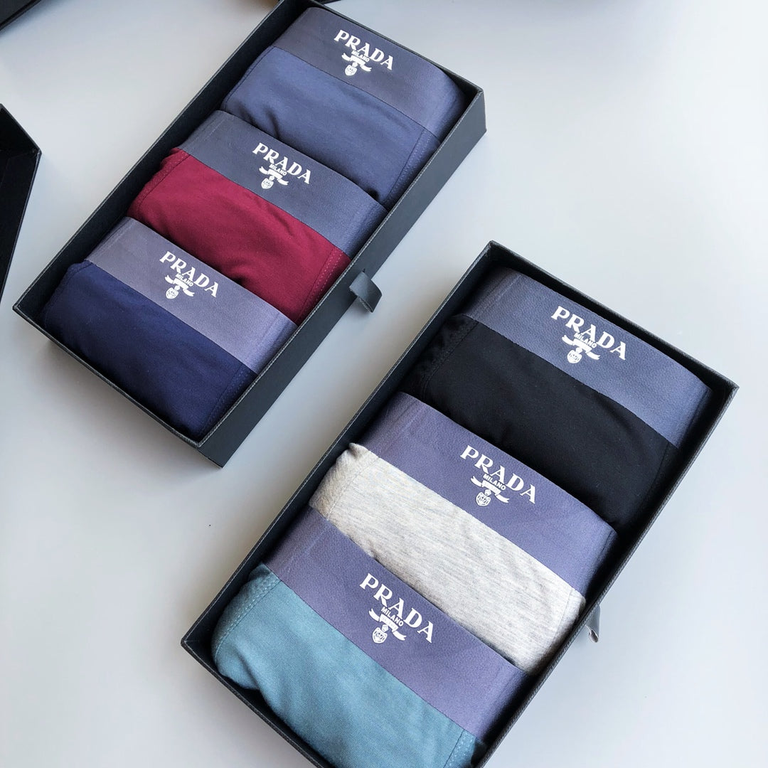 Prada Small Triangle Details Men's Boxer Briefs - 3-Piece Box