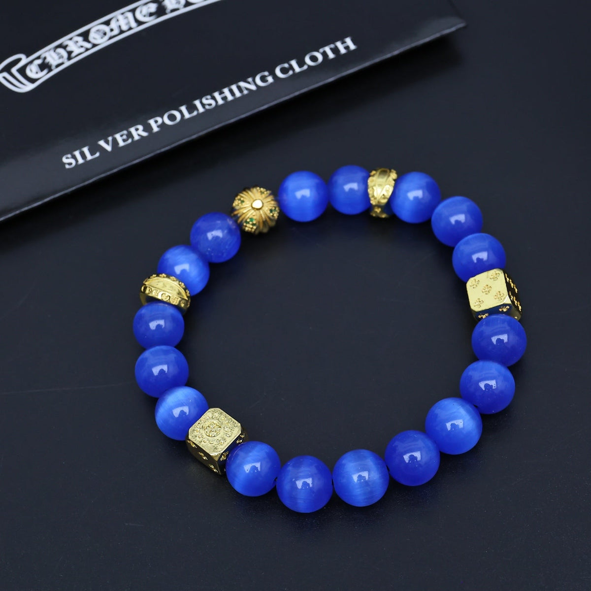 Martin Graham beaded bracelet in polished metal-tone – close-up detail