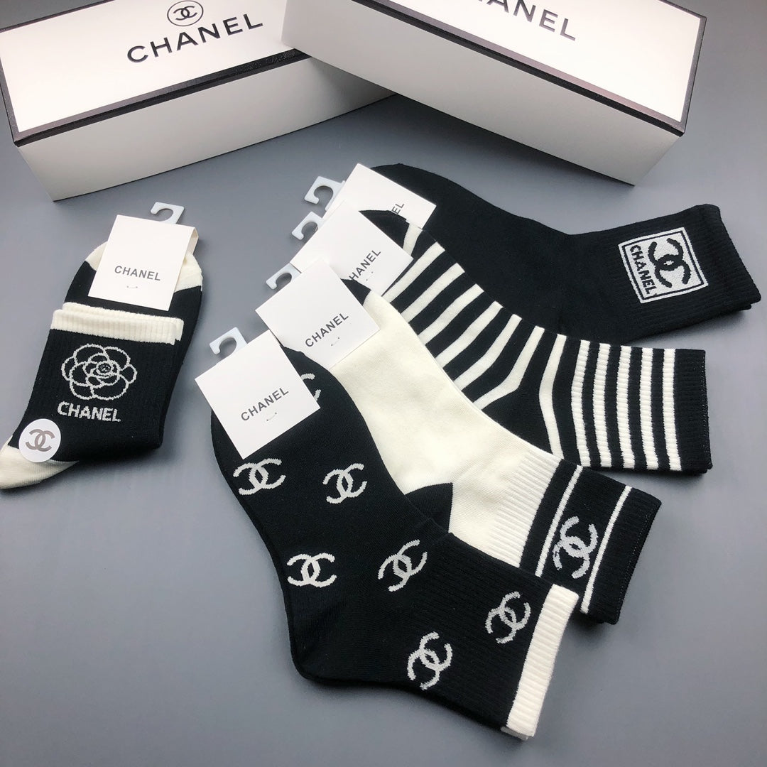 Chanel Graphic Crew Socks - 5-Pair Box