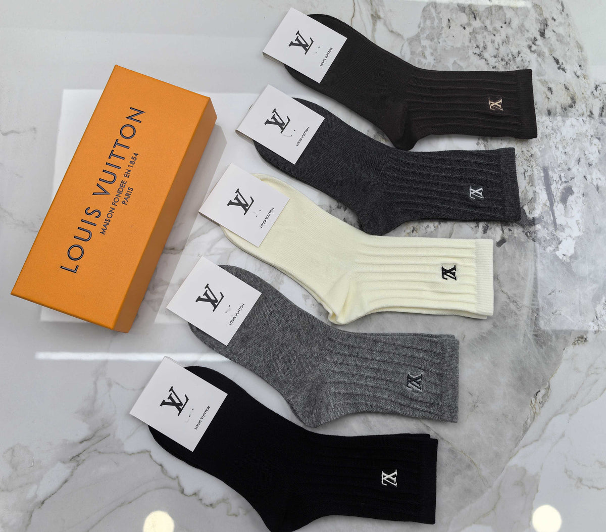 Louis Vuitton Combed Cotton Crew Socks - 5-Pair Set