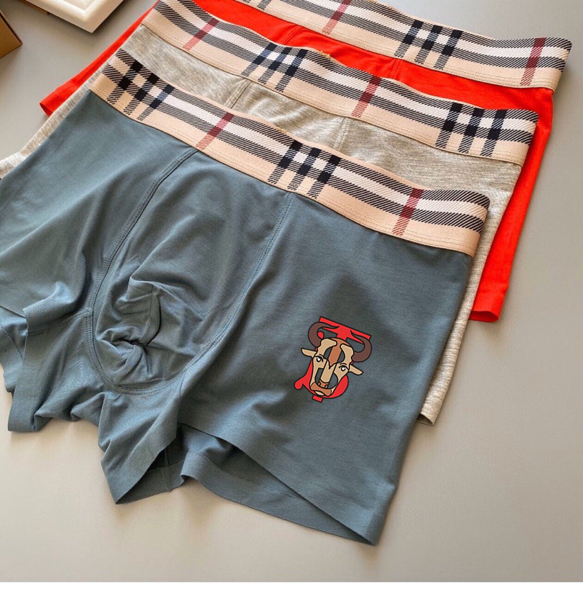 Burberry Bear-Patch Check-Waistband Modal-Blend Boxer Briefs - Box of 3