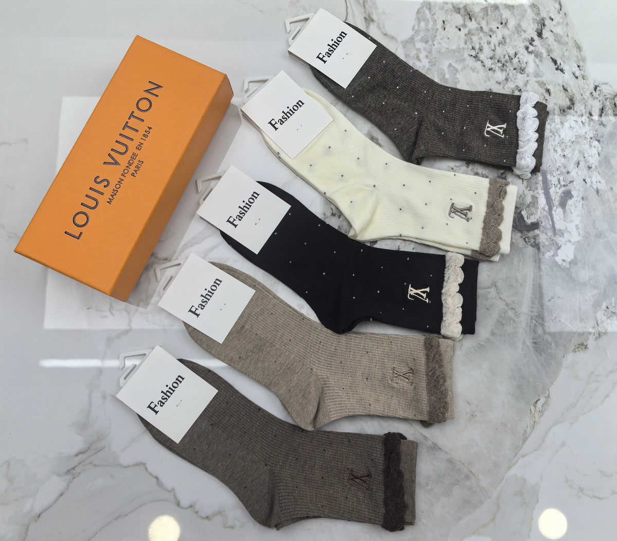 Louis Vuitton Combed Cotton Crew Socks - 5-Pair Set