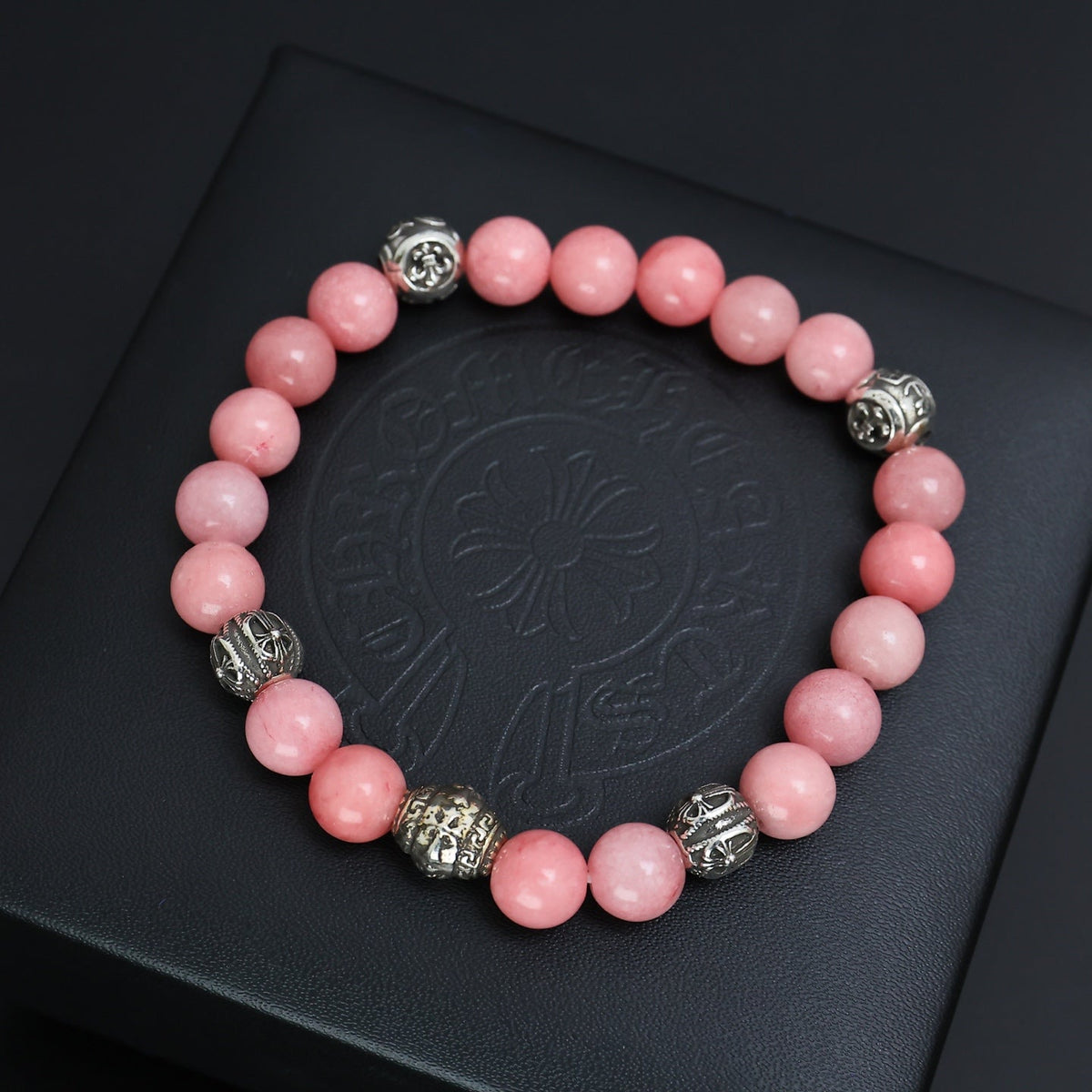 Martin Graham beaded bracelet in polished metal-tone – close-up detail