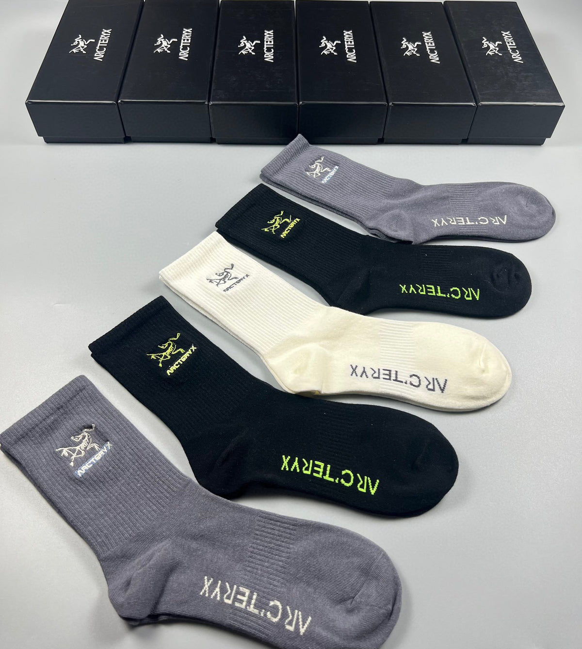 Arc'teryx Cotton Bird And Wordmark Details Crew Socks - 5-Pair Set