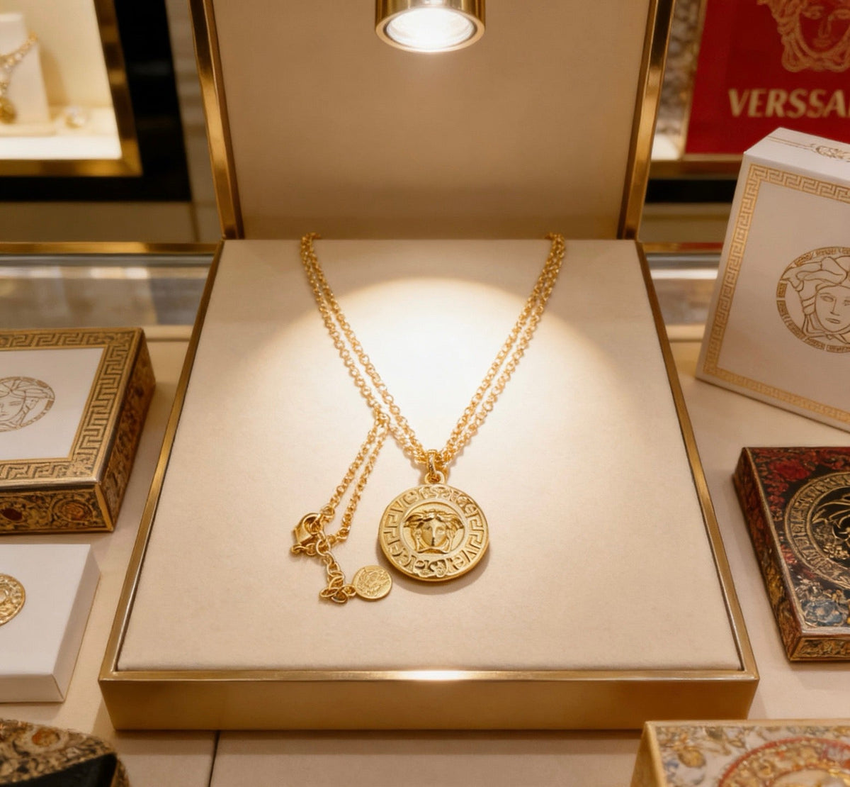 Martin Graham pendant necklace in polished metal-tone – styled product view