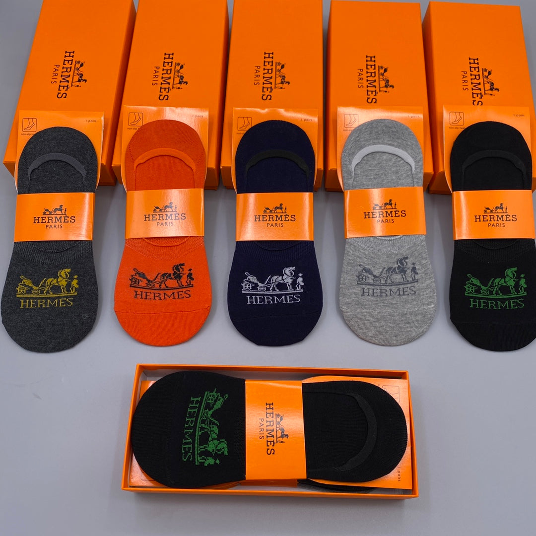 Hermes Horse Graphics No-Show Socks - 5-Pair Set