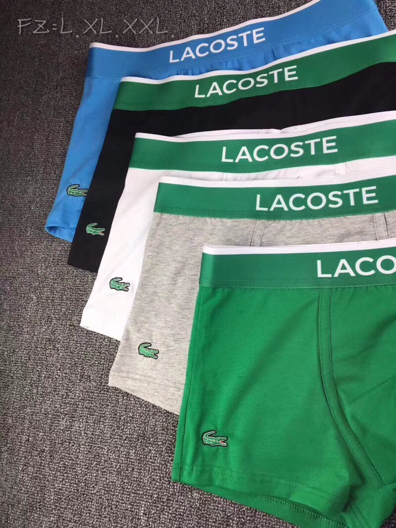 Lacoste Cotton Striped Logo Waistbands Men's Boxer Briefs - 3-Piece Box
