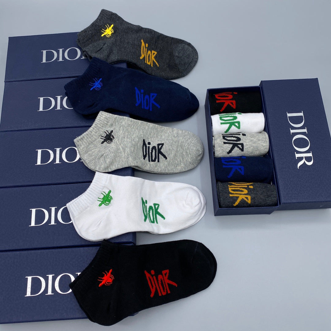 Dior Graphic Ankle Socks - 5-Pair Box