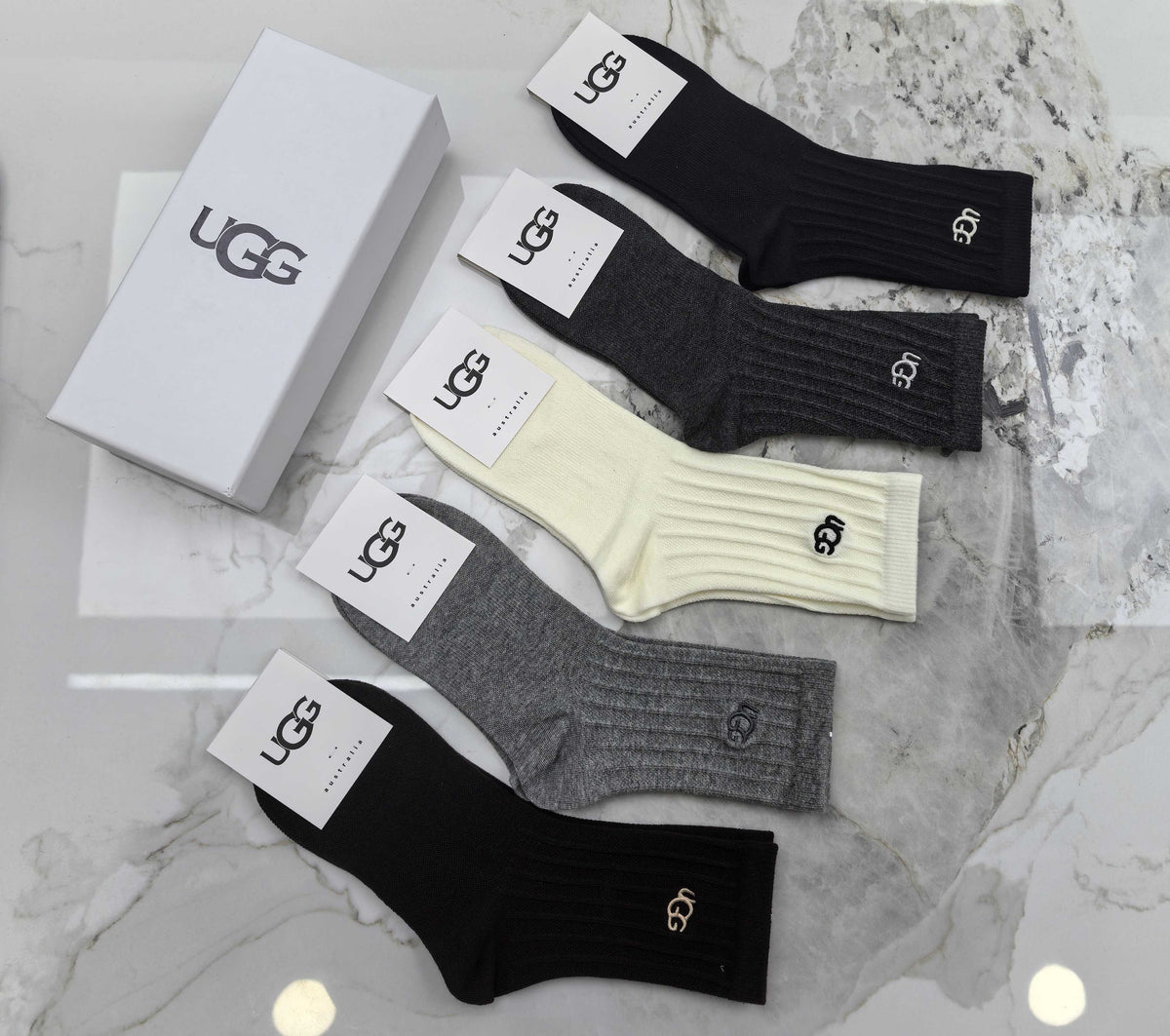 UGG Combed Cotton Crew Socks - 5-Pair Set