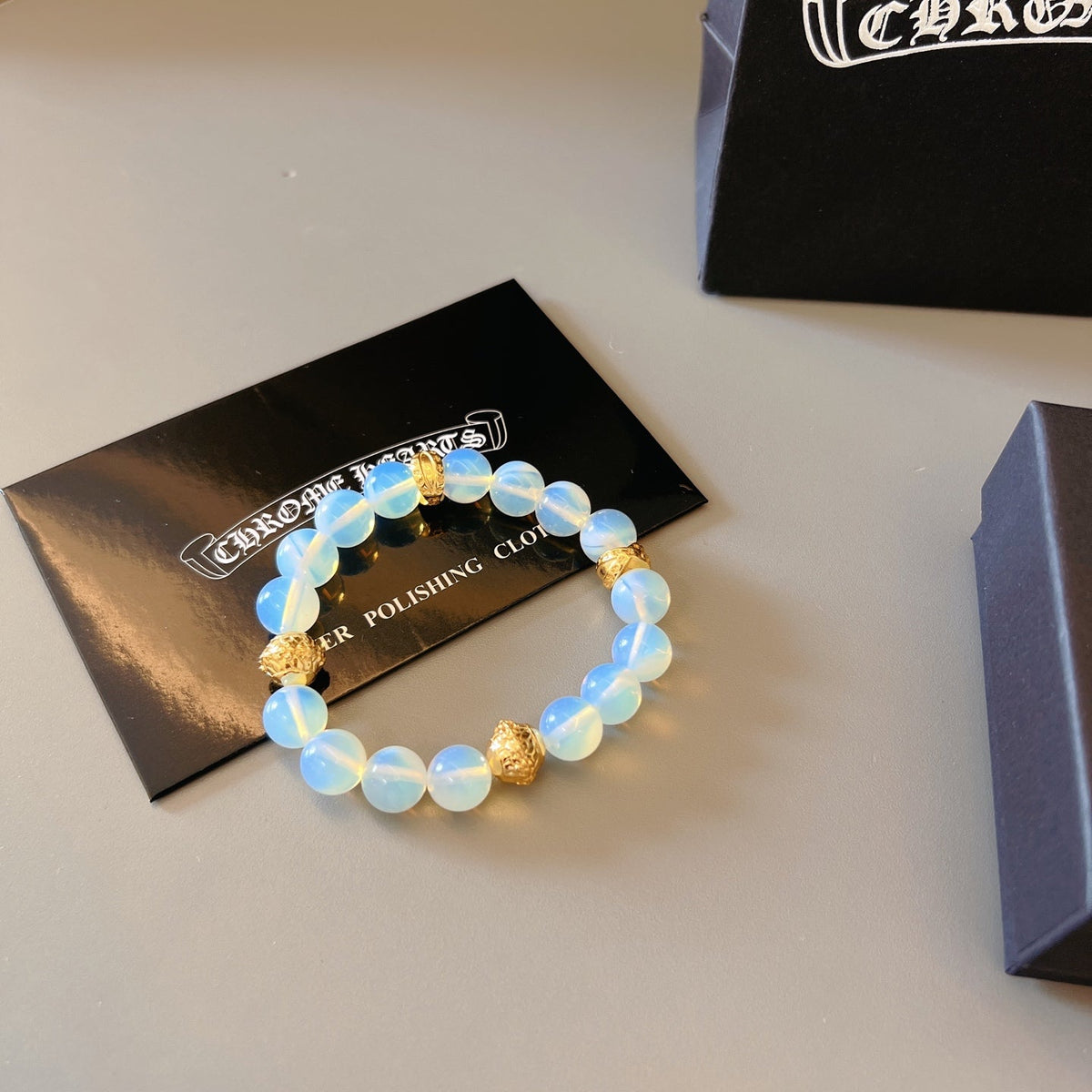 Martin Graham beaded bracelet in polished metal-tone – close-up detail