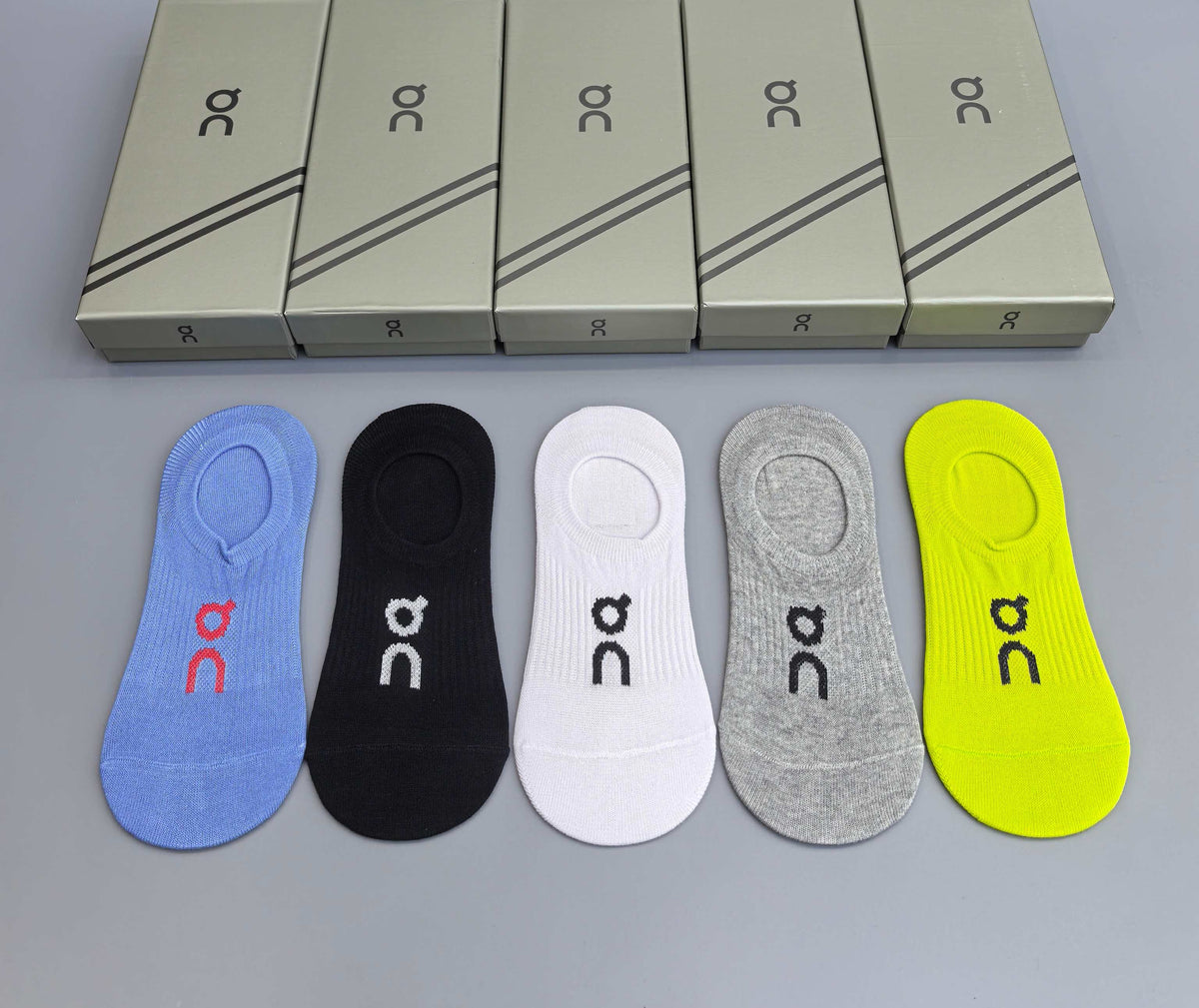 On Cotton Visible Logo, Stripe Or Motif Details Crew Socks - 5-Pair Set