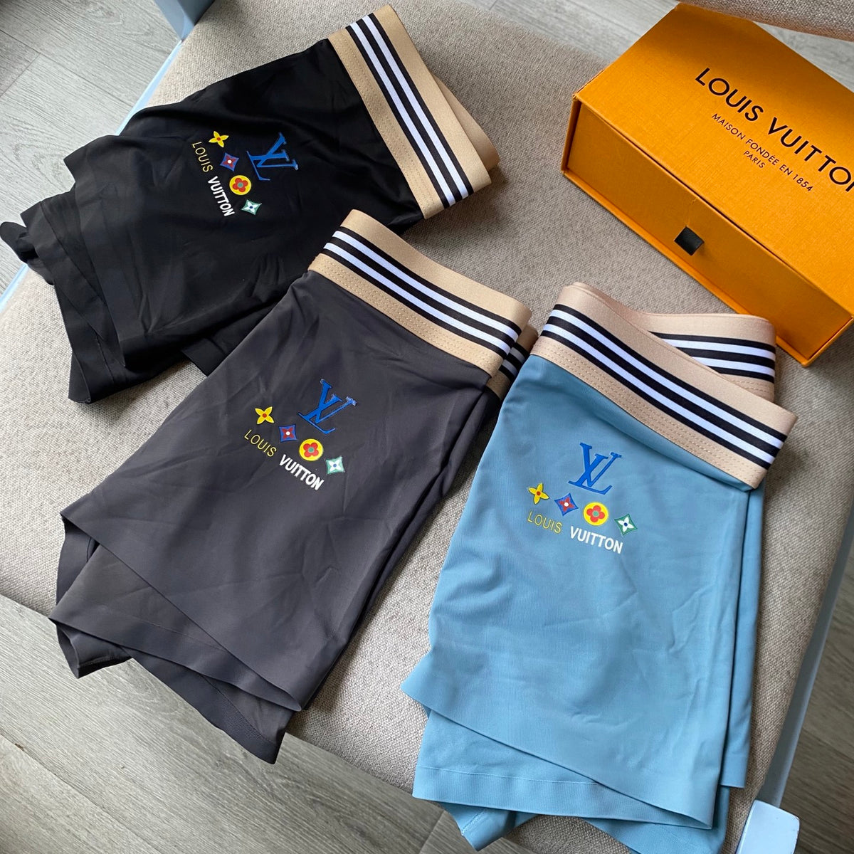 Louis Vuitton Navy & Blue Men's Boxer Briefs - 3-Piece Box