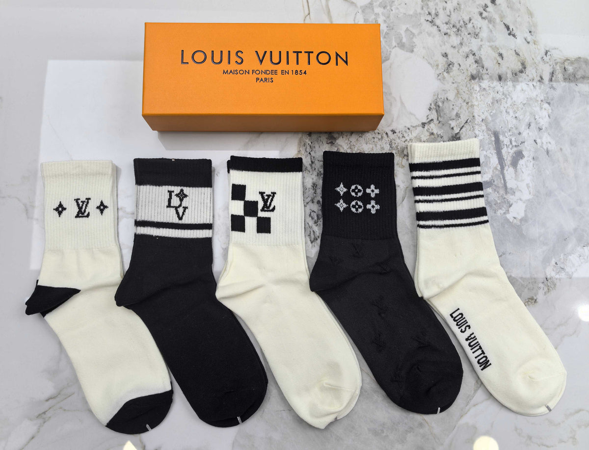 Louis Vuitton Cotton Crew Socks - 5-Pair Set