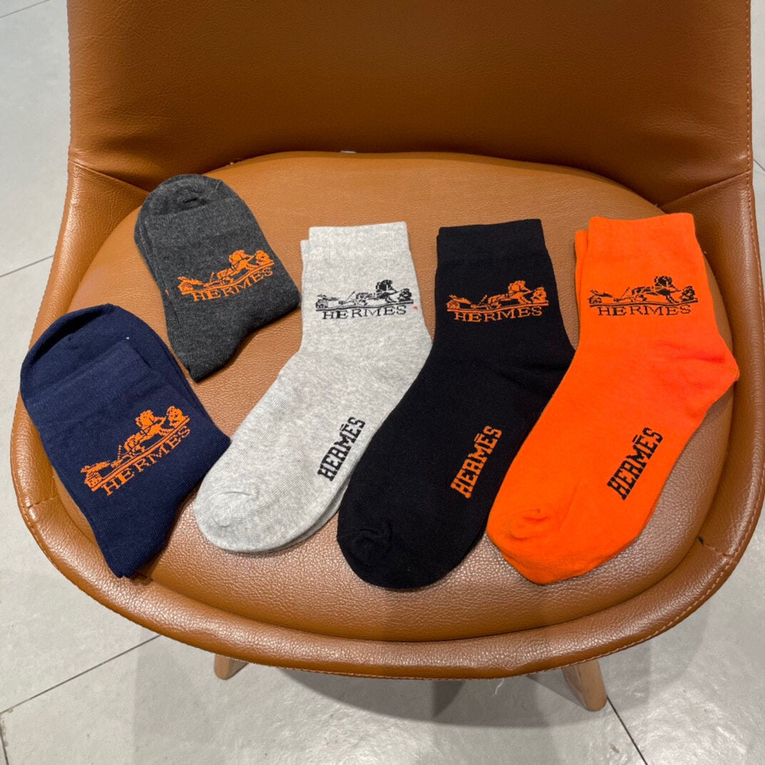 Hermes Horse And Wordmark Details Ankle Socks