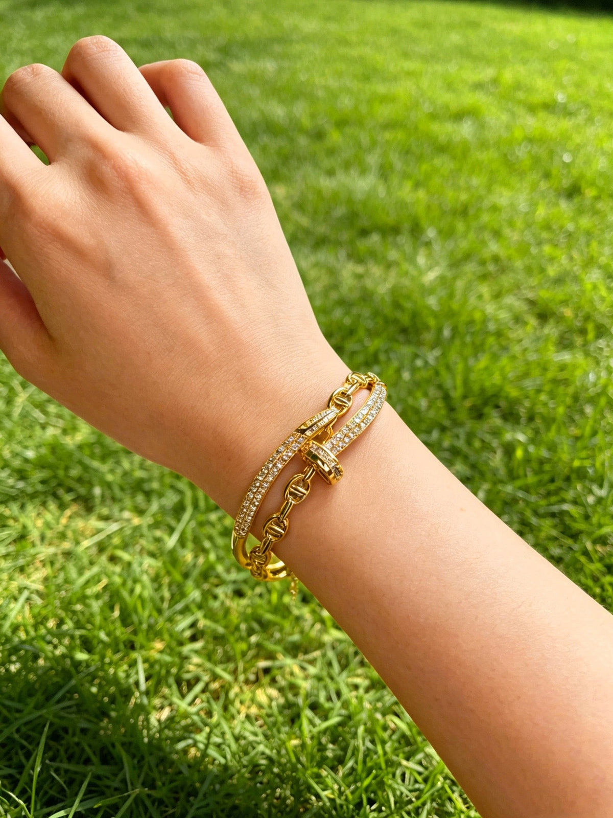 Martin Graham bracelet in polished metal-tone