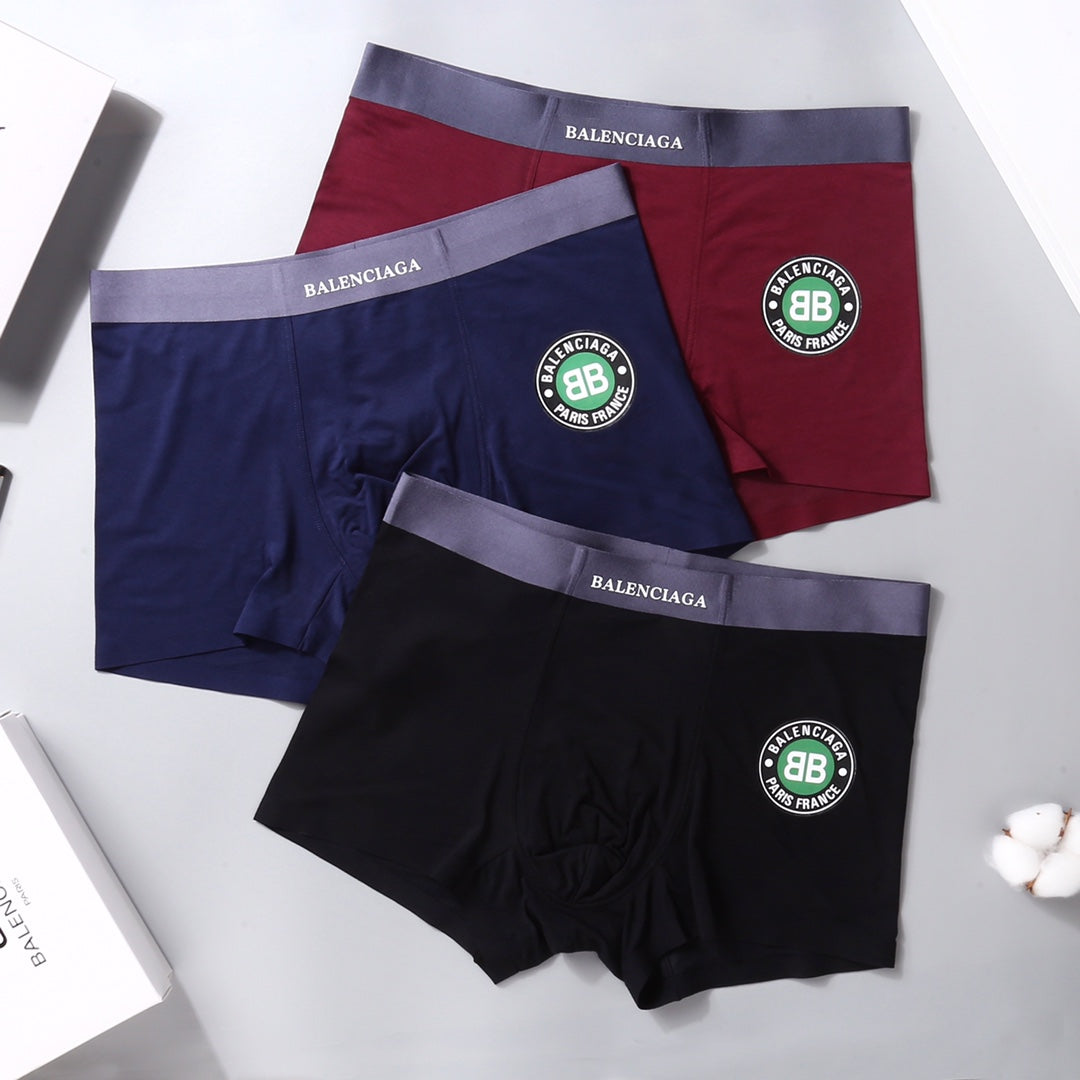 Balenciaga Circular Front Emblems Men's Boxer Briefs - 3-Piece Box