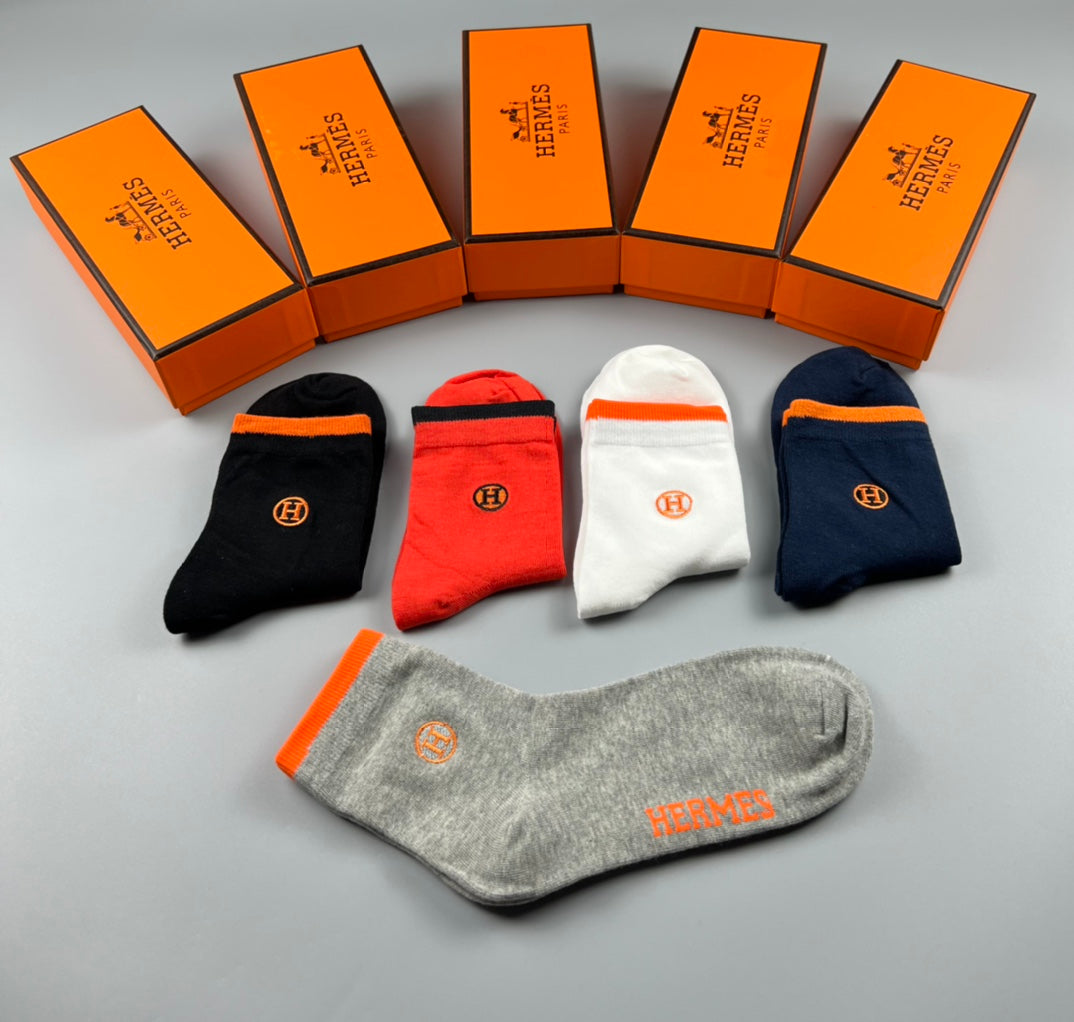 Hermes Cotton Socks - Box of 5 Pairs