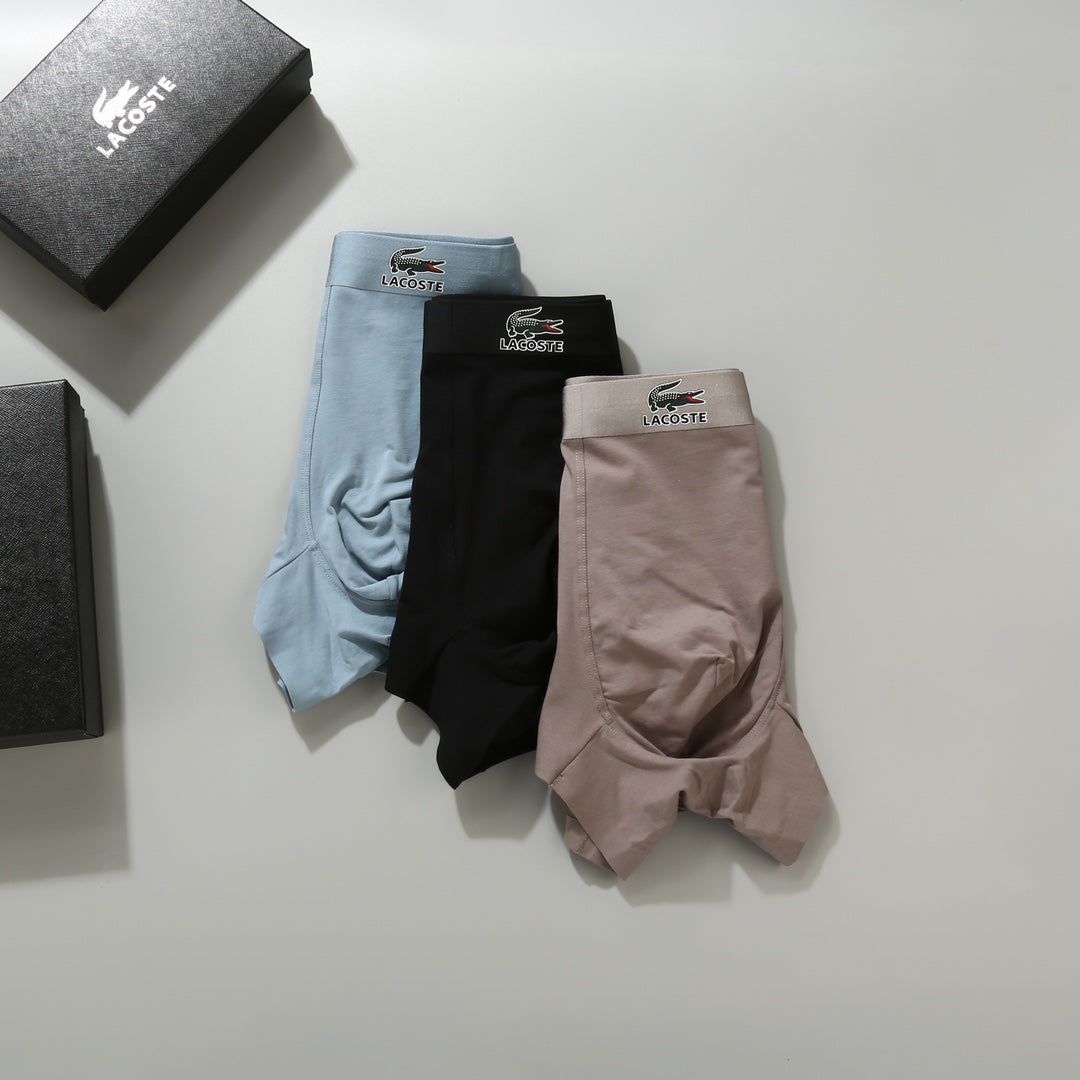Lacoste Small Crocodile Details Men's Boxer Briefs - 3-Piece Box