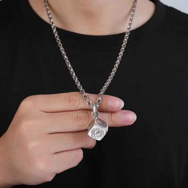Martin Graham pendant necklace in polished metal-tone – close-up detail