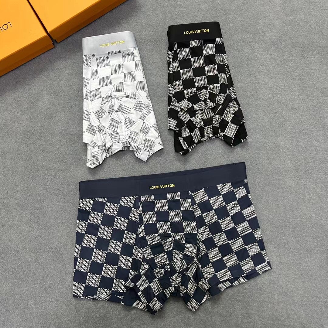 Louis Vuitton Solid Panels And Visible Emblem Details Men's Boxer Briefs - 3-Piece Box