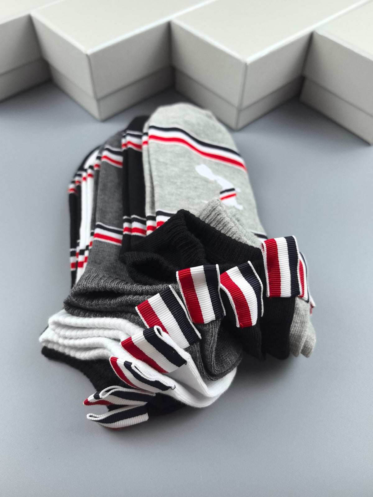 Thom Browne Cotton No-Show Socks - 5-Pair Set