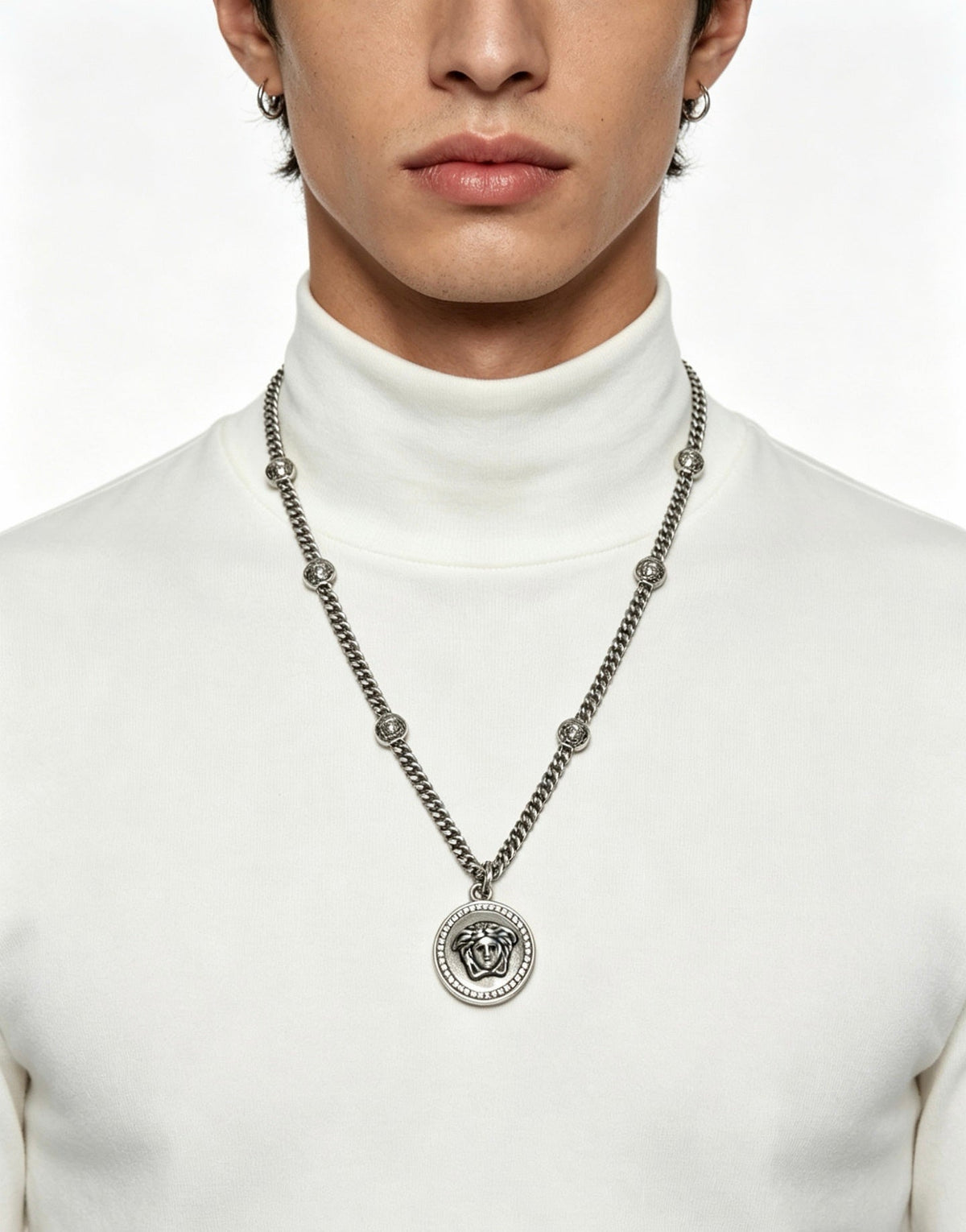 Martin Graham pendant necklace in polished metal-tone – styled product view