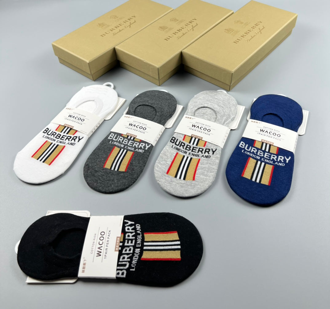 Burberry Cotton No-Show Socks - 5-Pair Set