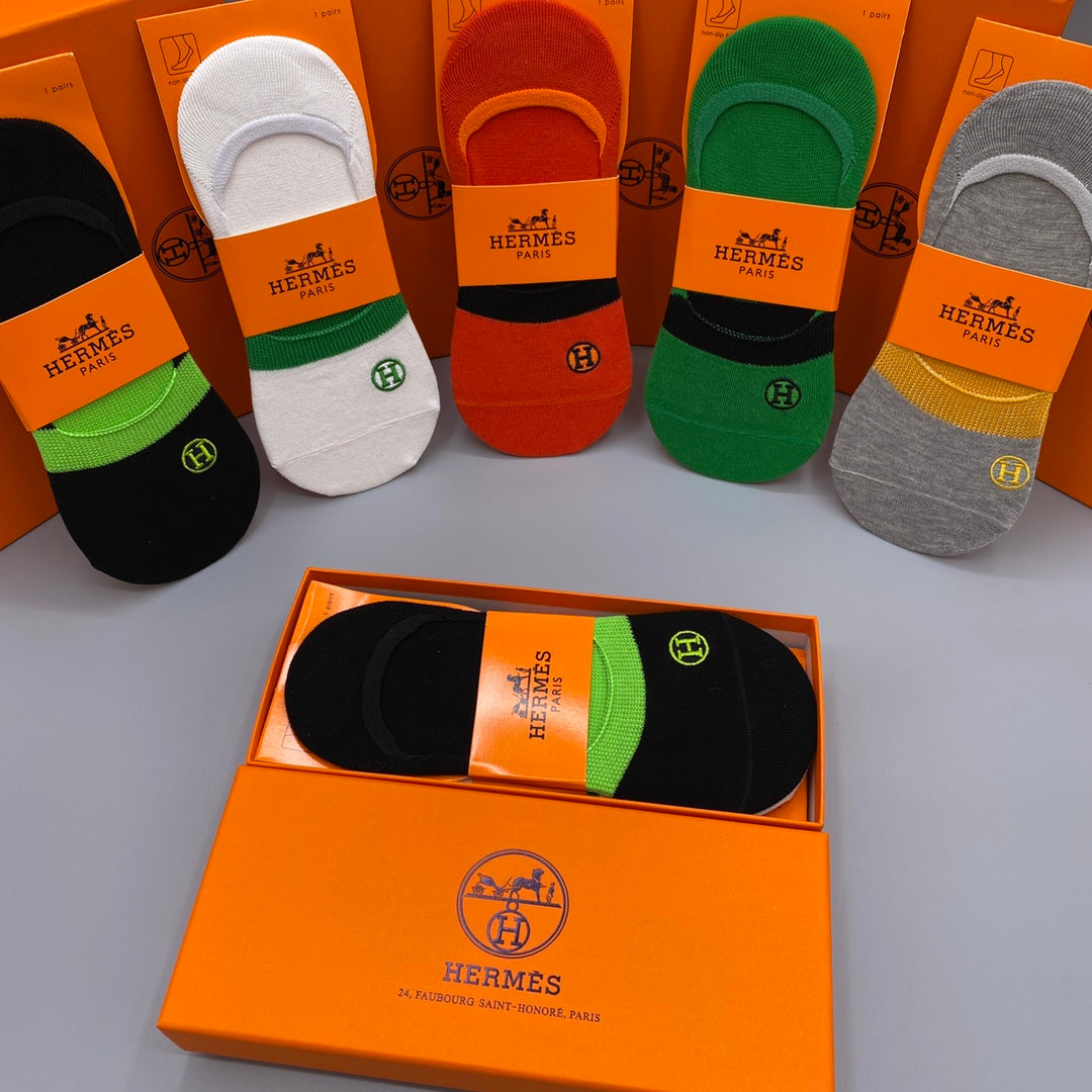 Hermes Breathable No-Show Socks – 5-Pair Pack