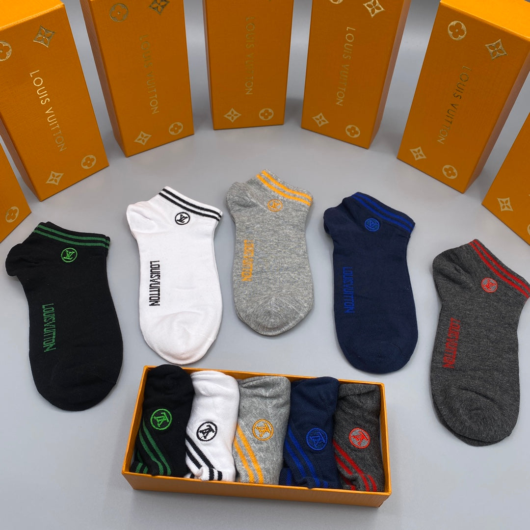 Louis Vuitton Embroidered Initials Ankle Socks - 5-Pair Set