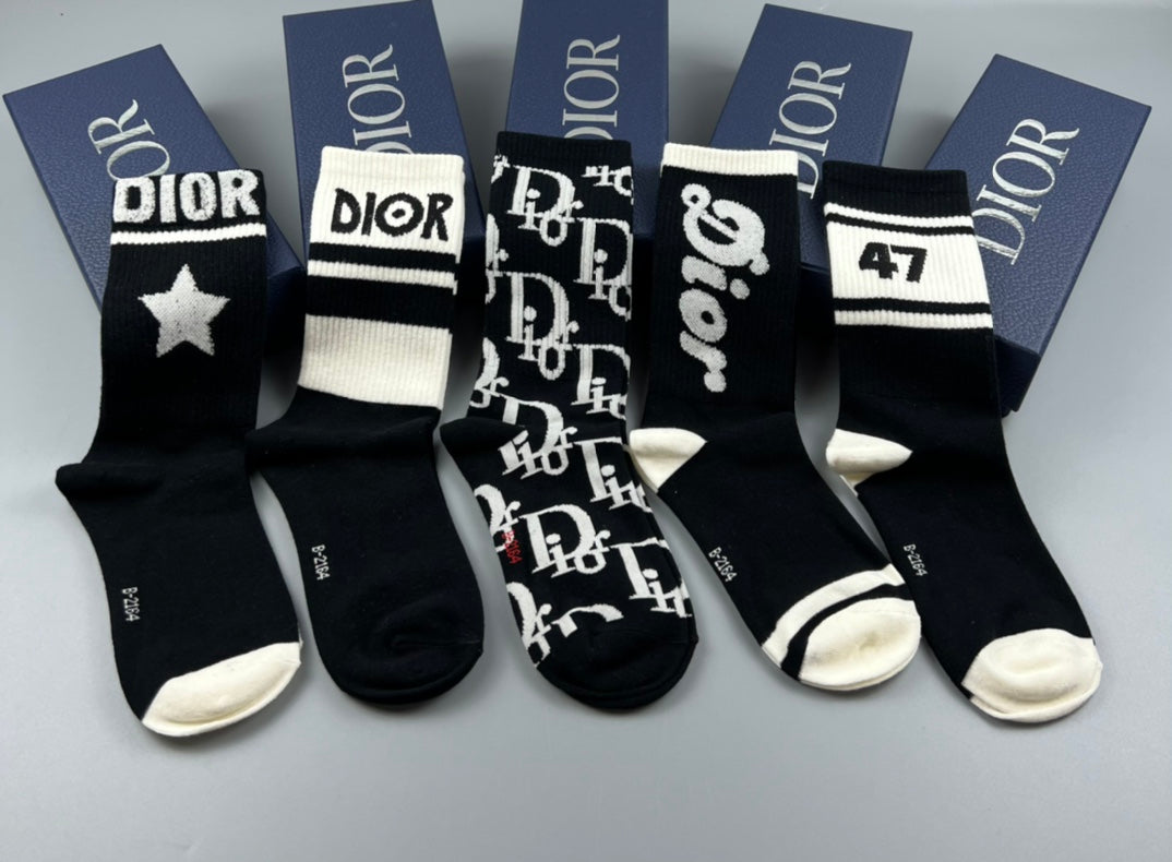 Dior Graphic Mix Crew Socks - 5-Pair Box