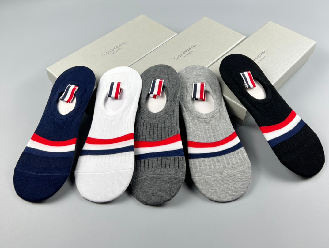 Thom Browne Cotton No-Show Socks - 5-Pair Set