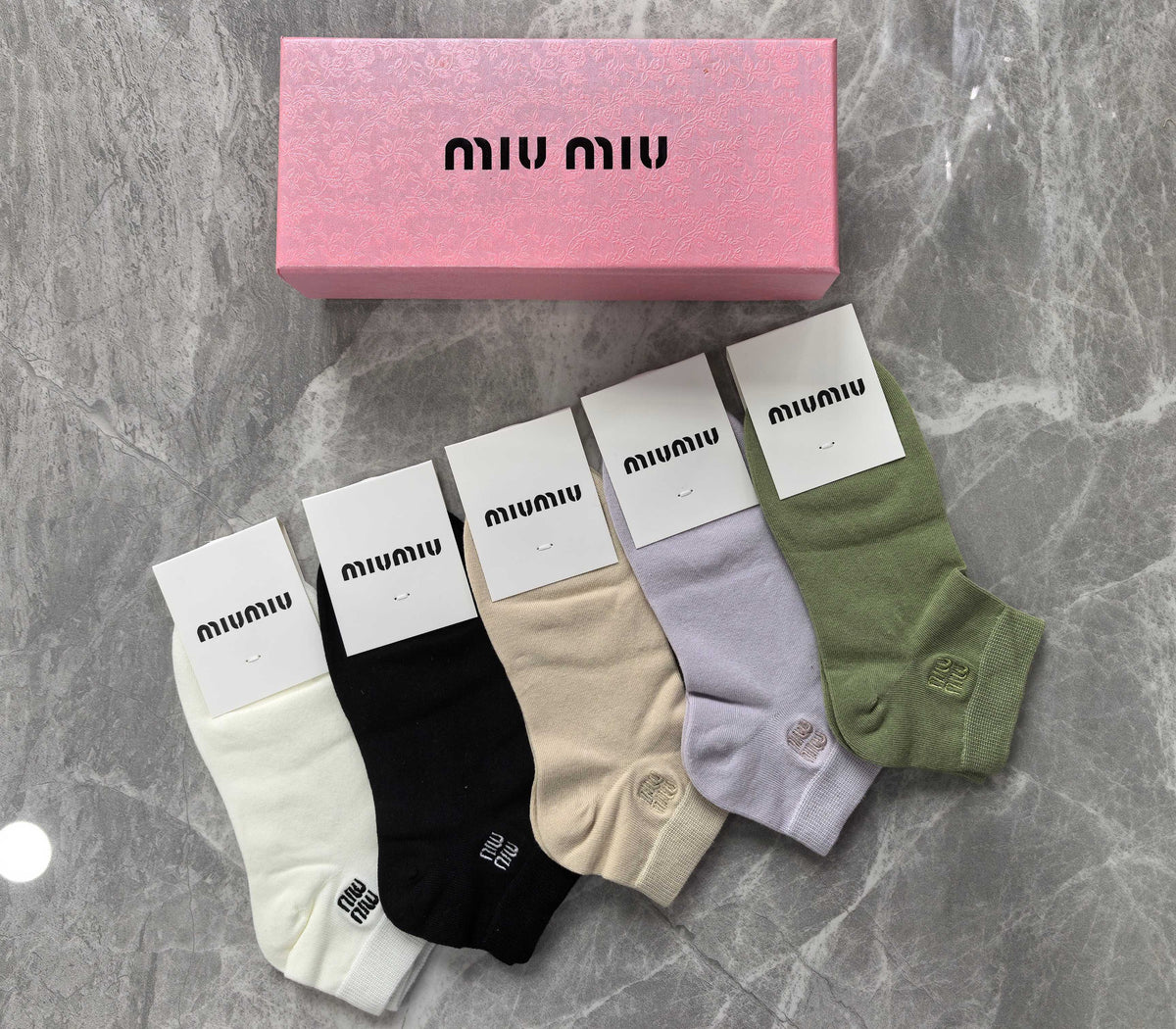 Miu Miu Combed Cotton No-Show Socks - 5-Pair Set