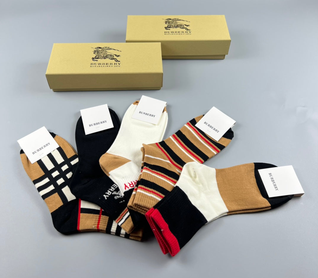 Burberry Pastel Colour Tonal Waistbands Mid-Calf Socks - 3-Pair Set