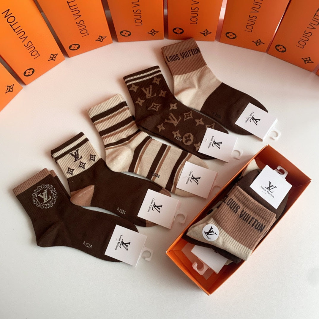 Unbranded Monogram Ankle Socks - 5-Pair Box