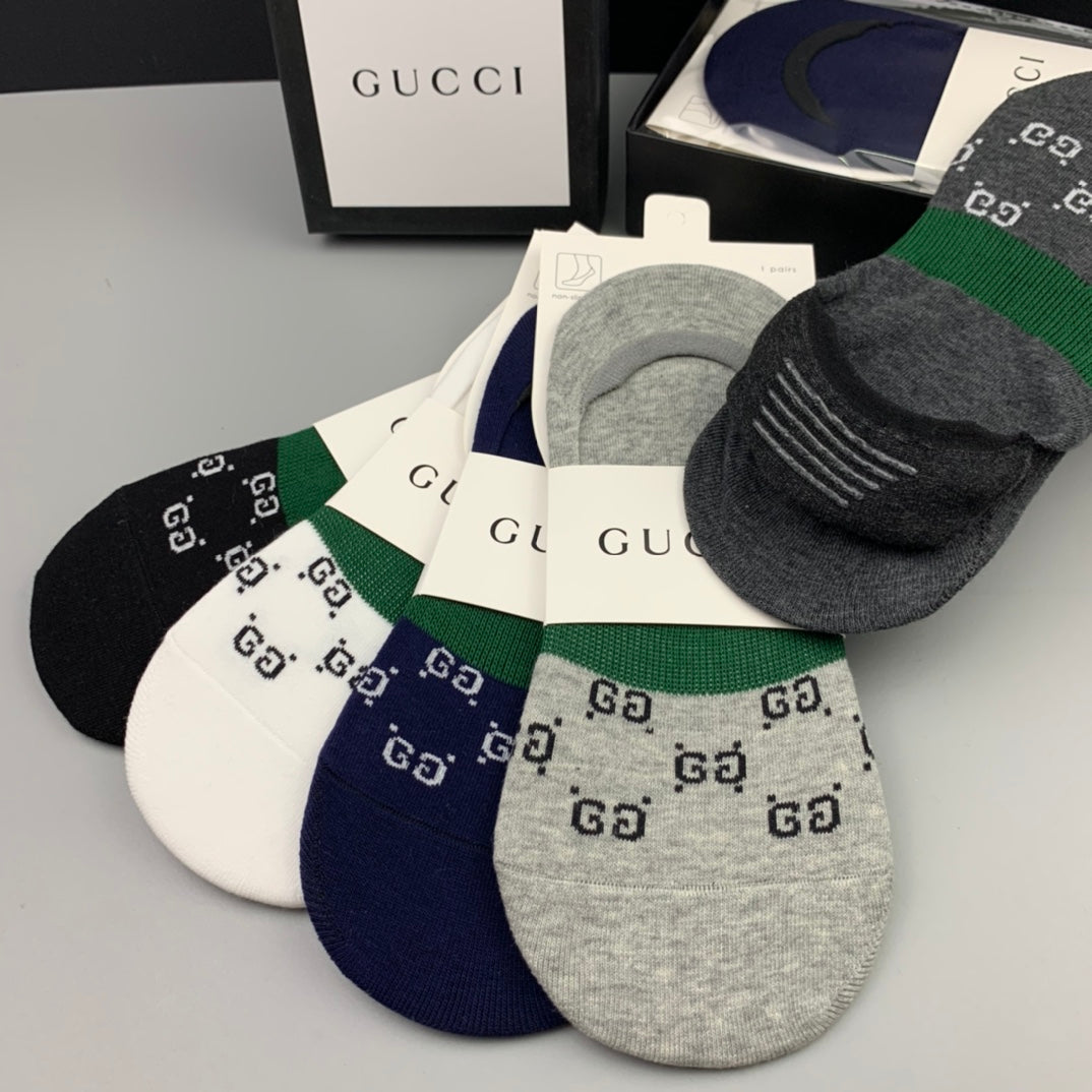 Gucci GG Monogram No-Show Socks - Box of 5 Pairs