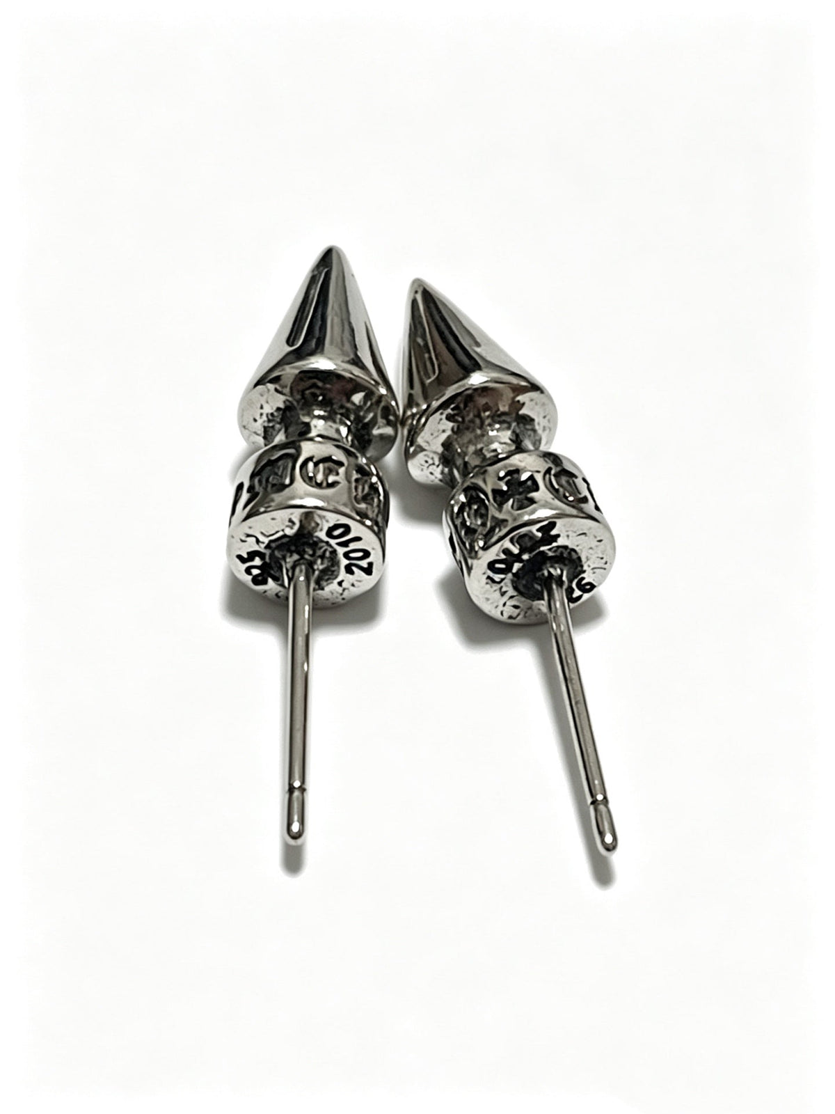 Martin Graham earrings in polished metal-tone – close-up detail