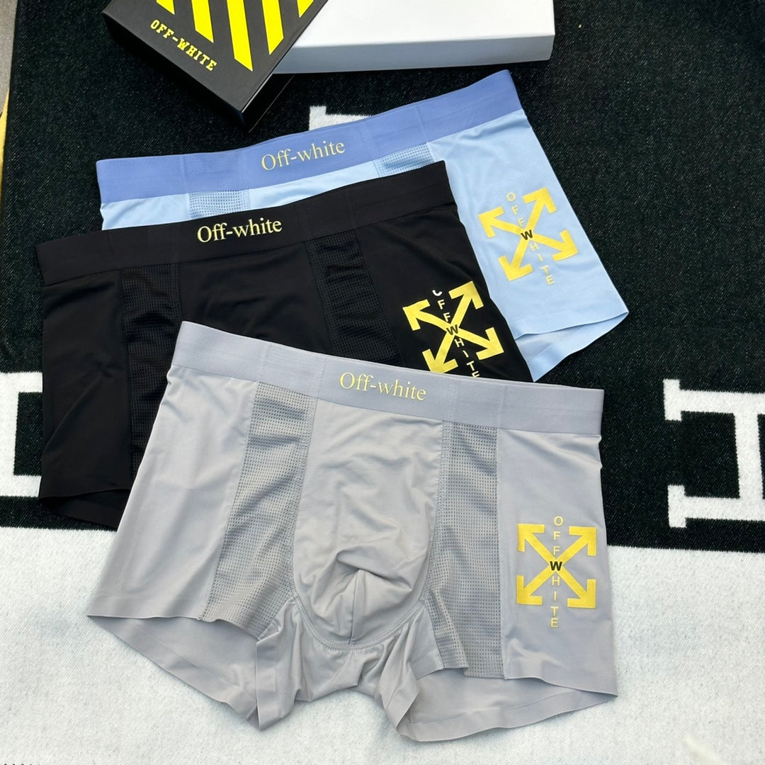 Off-White Oversized Side Graphics Men's Boxer Briefs - 3-Piece Box