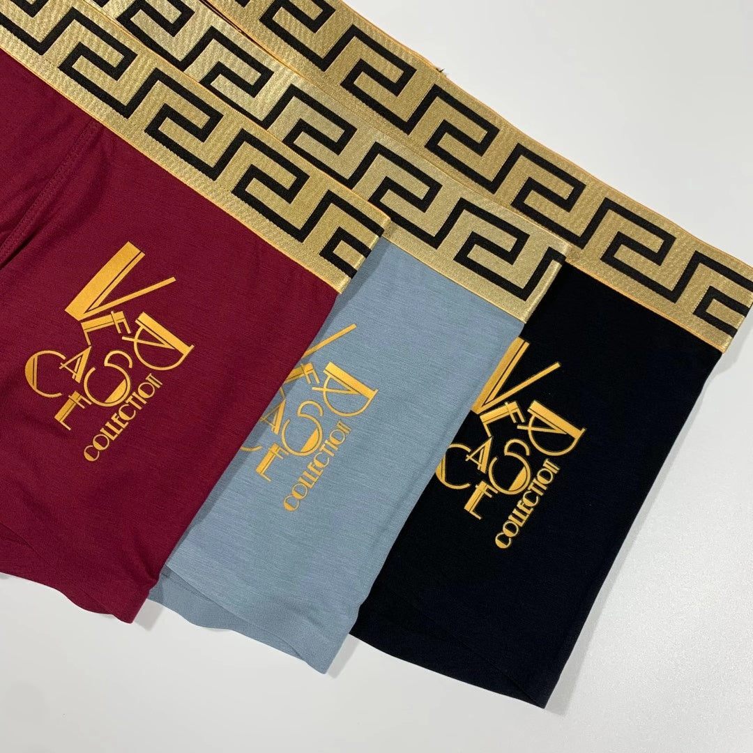 Versace Gold Graphic Men's Trunk Underwear - 3-Piece Box