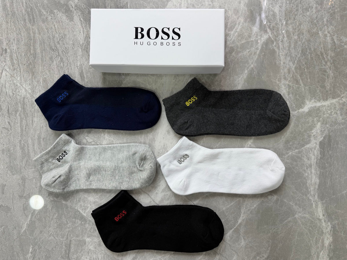 Boss Small Contrast Logos Ankle Socks - 5-Pair Set