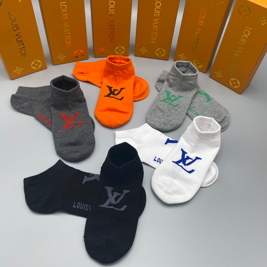 Louis Vuitton Logo No-Show Ankle Socks - 5-Pair Box