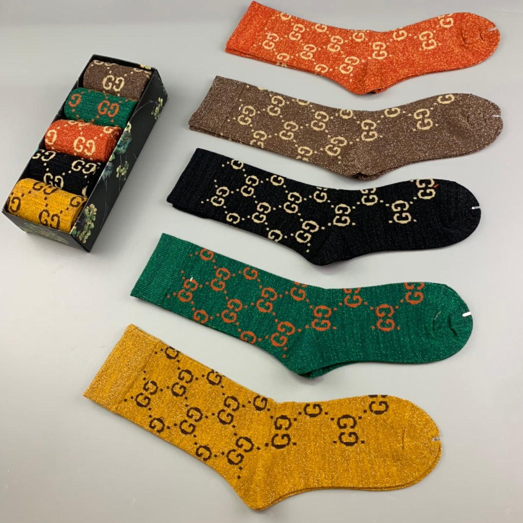 Gucci Colour Monogram Crew Socks - 5-Pair Box