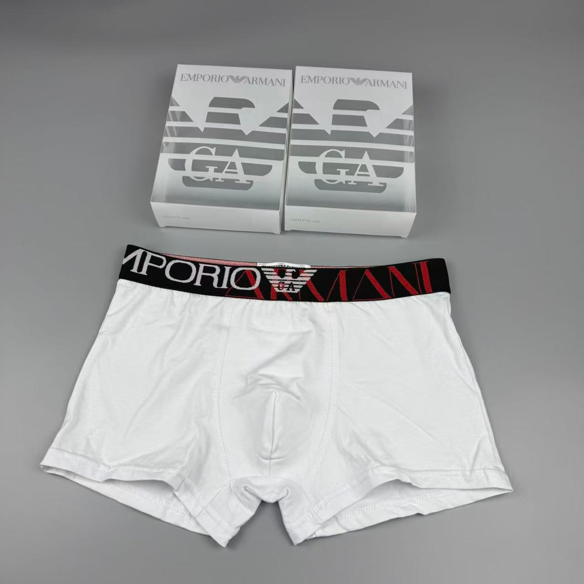 Armani Cotton All-Over Logo Pattern Men's Boxer Briefs - 3-Piece Box