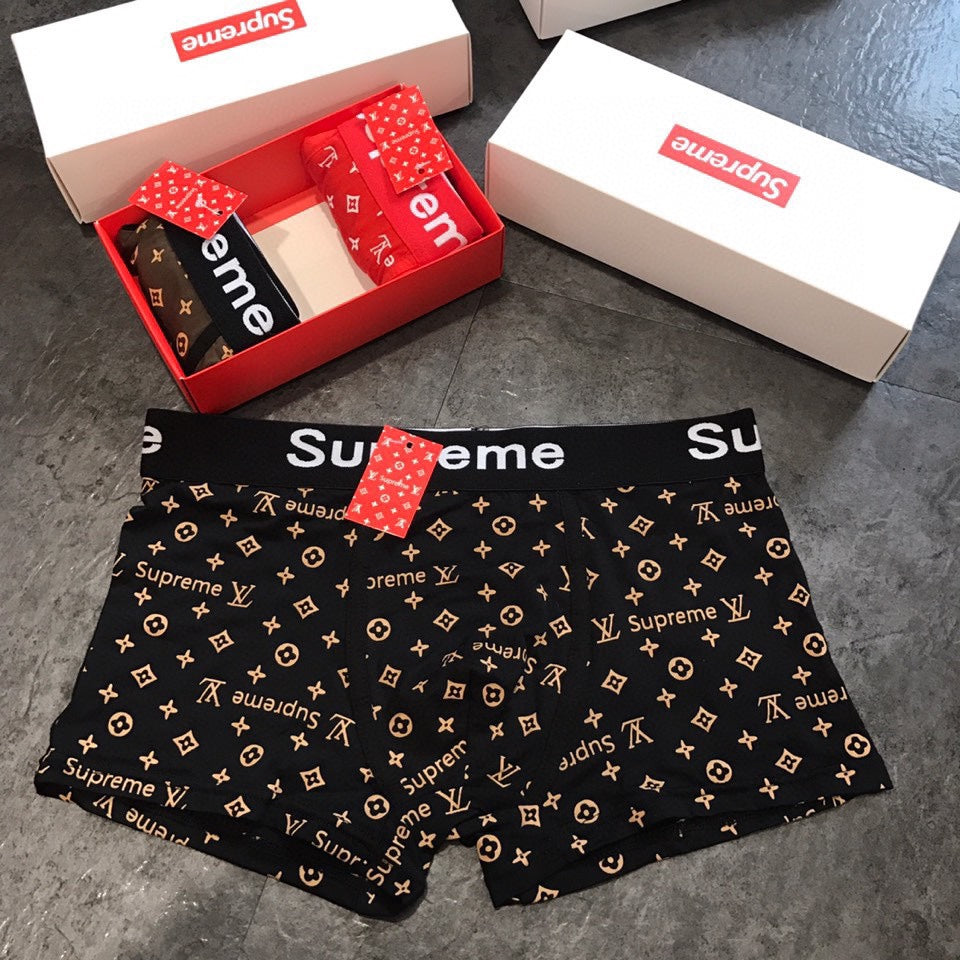 Louis Vuitton x Supreme Monogram-Style Graphics And Contrast Waistbands Men's Boxer Briefs - 3-Piece Box
