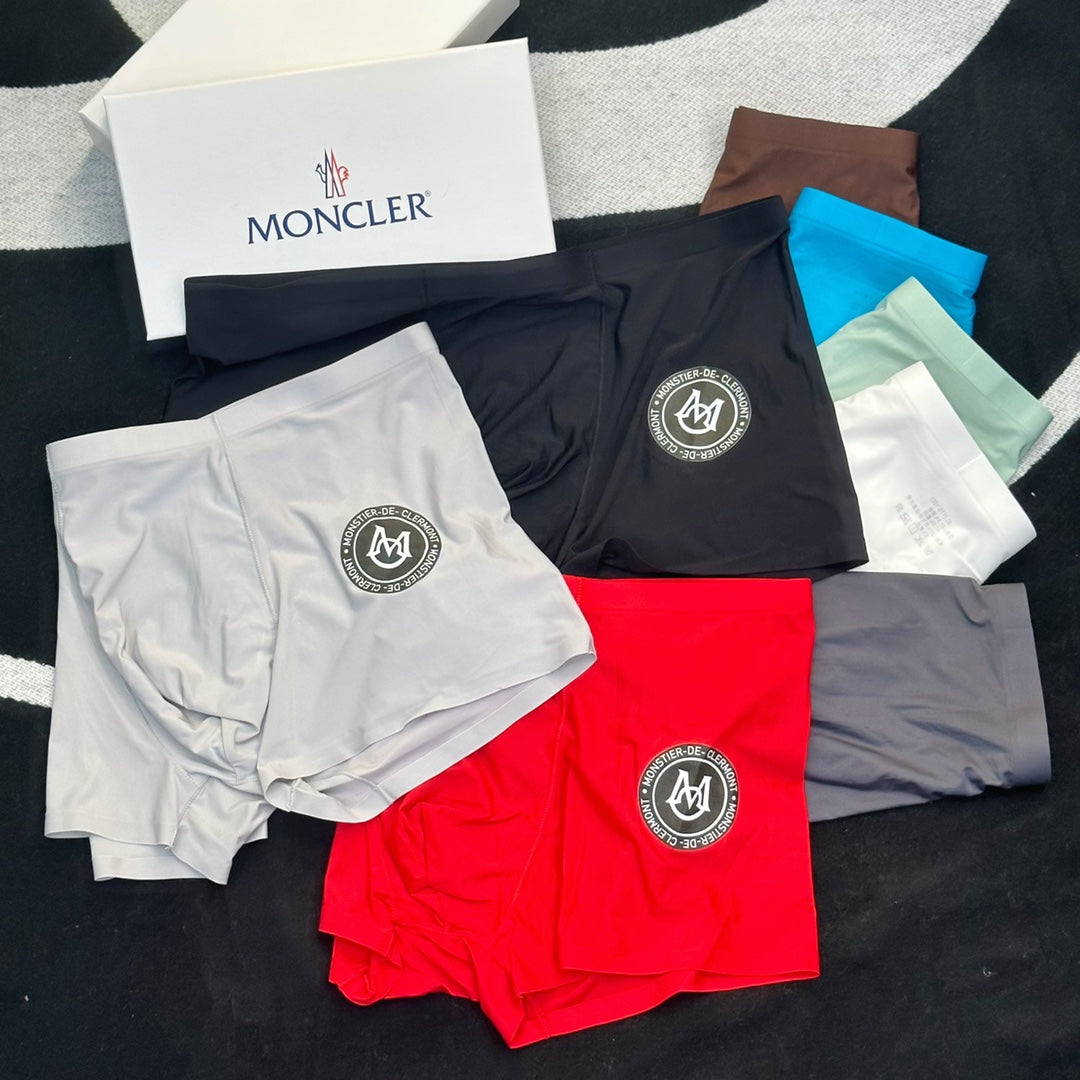 Moncler Goat-milk silk Circular Patch Details Men's Boxer Briefs - 3-Piece Box
